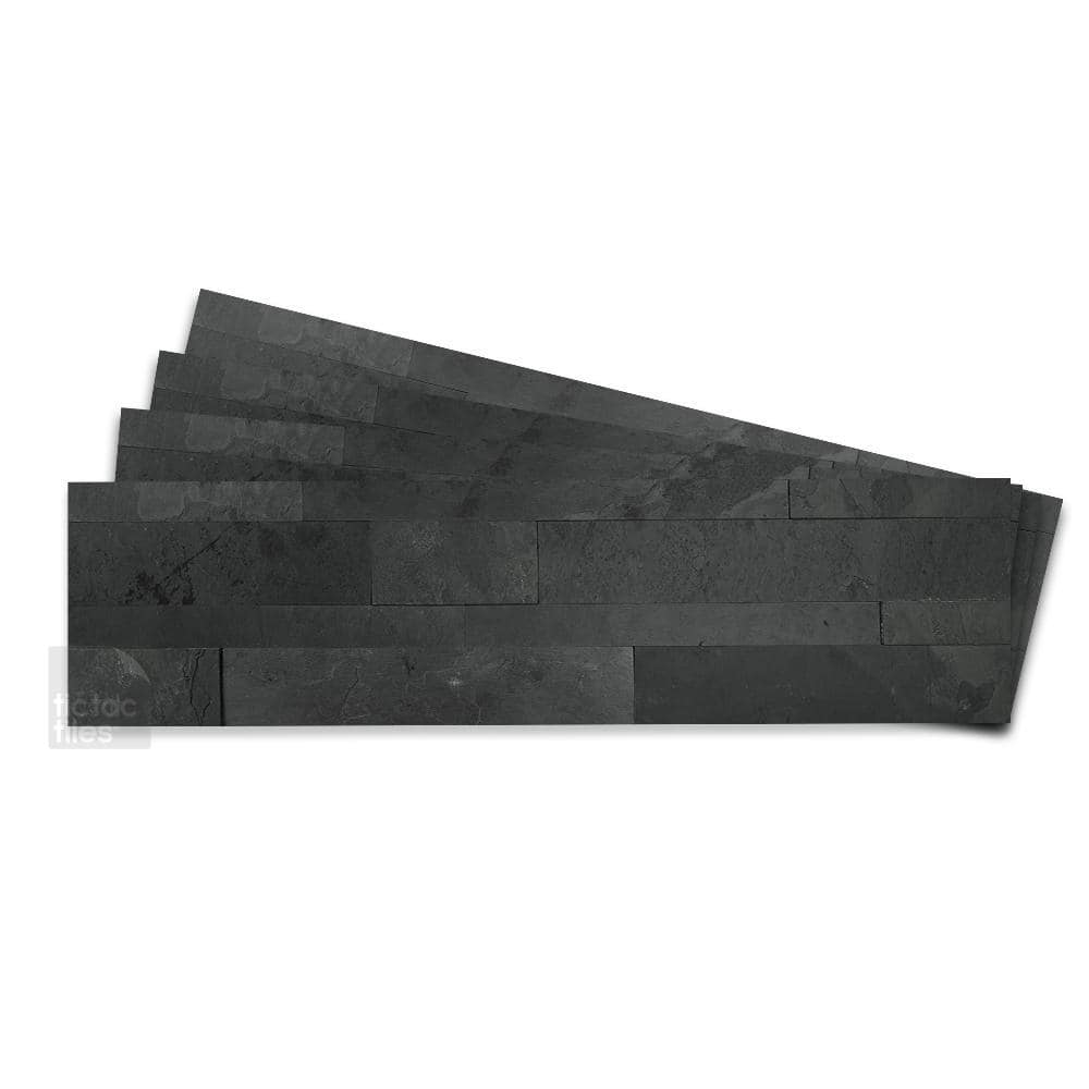 トップス pellicule sp motif stone PK black Tic Tac Tiles 12-Sheets Carbon Gray 24 in. x 6 in. Peel, Stick