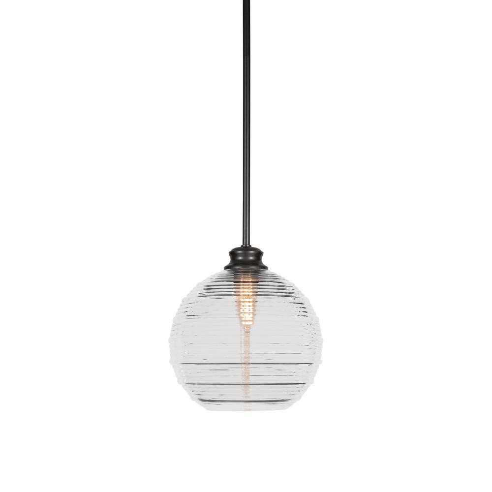 Peabody 60-Watt 1-Light Matte Black Pendant Light with 10 in. Clear ...