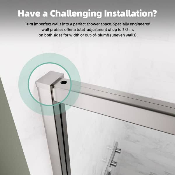 38-42 in. W x 71 in. H Framed Pivot Shower Door in Chrome with 1/4 in. Crystal Clear Tempered Glass