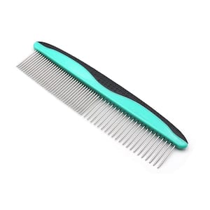 Dog Cat Comb with Stainless Steel Teeth for Removing Hair Knots Pet Grooming Tool, Light Blue