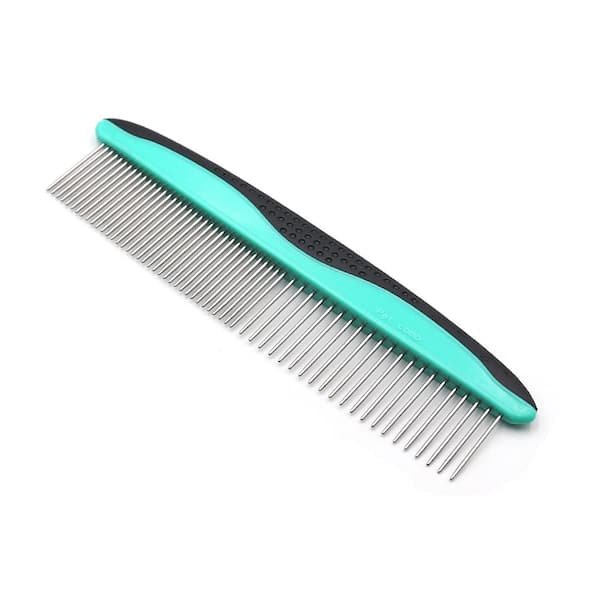 Wellco Dog Cat Comb with Stainless Steel Teeth for Removing Hair Knots Pet Grooming Tool, Light Blue