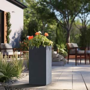 Modern 28in. High Large Tall Tapered Square Granite Gray Outdoor Cement Planter Plant Pots