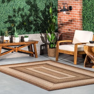 Sammy Braided Ombre Tan 8 ft. x 10 ft. Indoor/Outdoor Area Rug