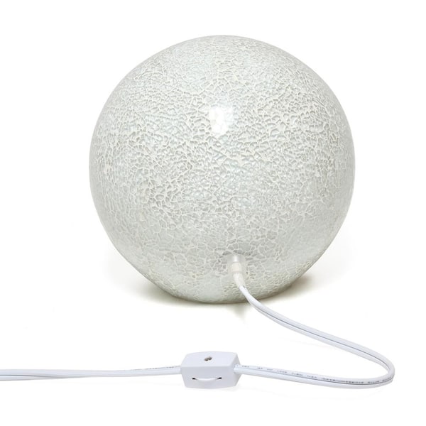 Simple Designs 7.75 in. 1-Light White Mosaic Stone Ball Table Lamp