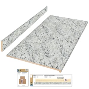 4 ft. Straight Laminate Countertop All-Inclusive Kit in Textured White Ice Granite with Eased Edge and Loose Backsplash