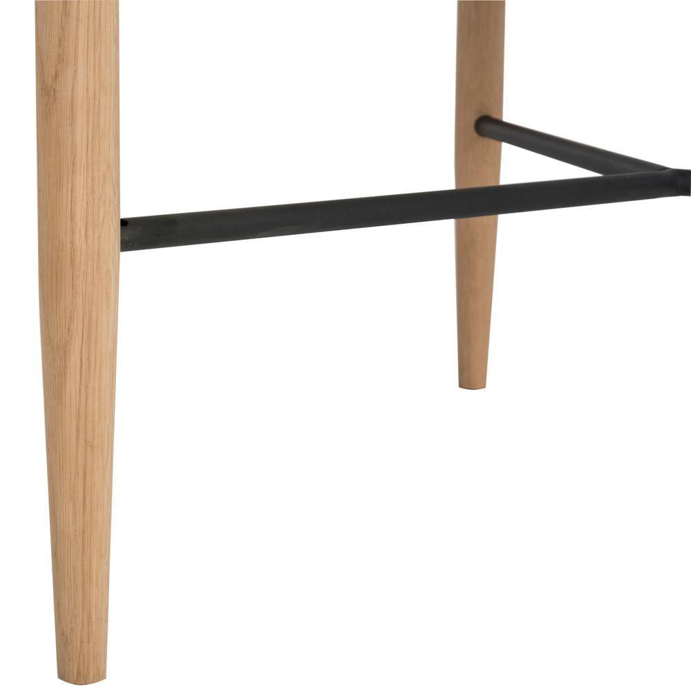 Thyme Round White and Oak Wood Cocktail Table with Metal Accents