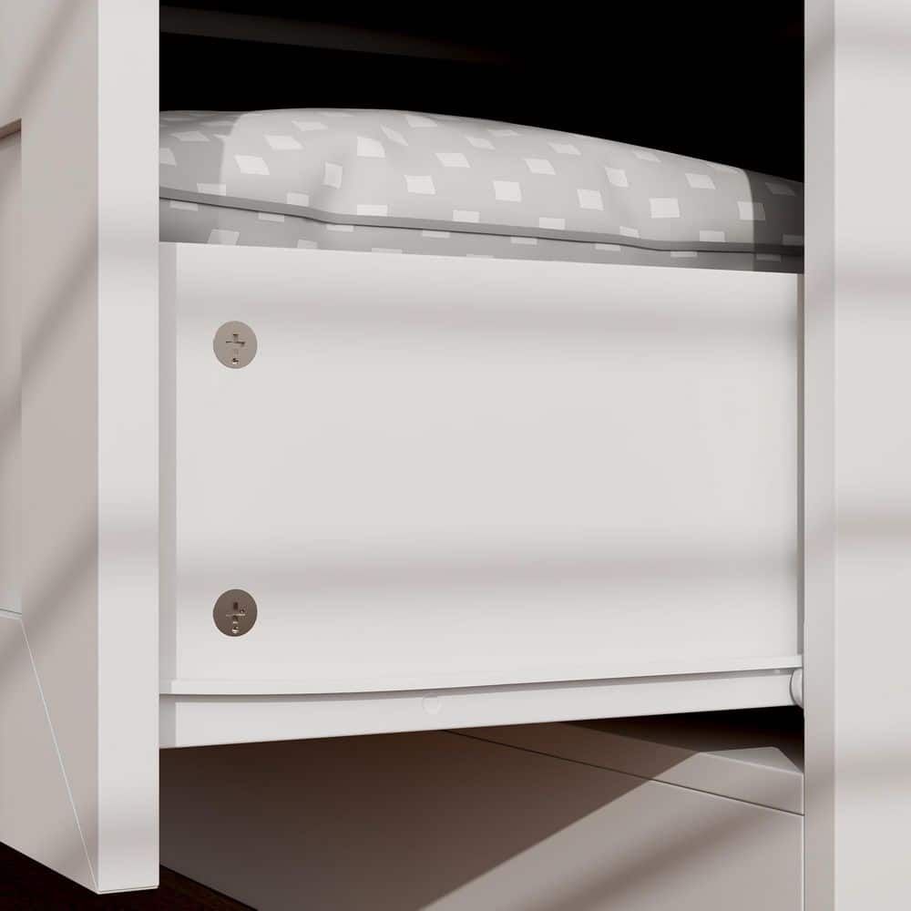 White Wood 47 in. W Armoire, Wardrobe with 4-Drawers, 6-Shelves, 1-Mirrored Door, 1-Hanging Bar and 5-Normal Doors - thumbnail 6
