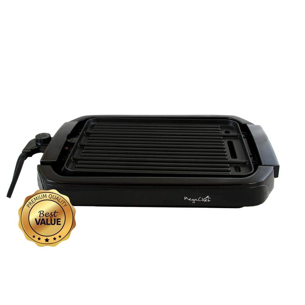 MegaChef 165 sq. in. Black Reversible Indoor Grill and Griddle 985101714M -  The Home Depot
