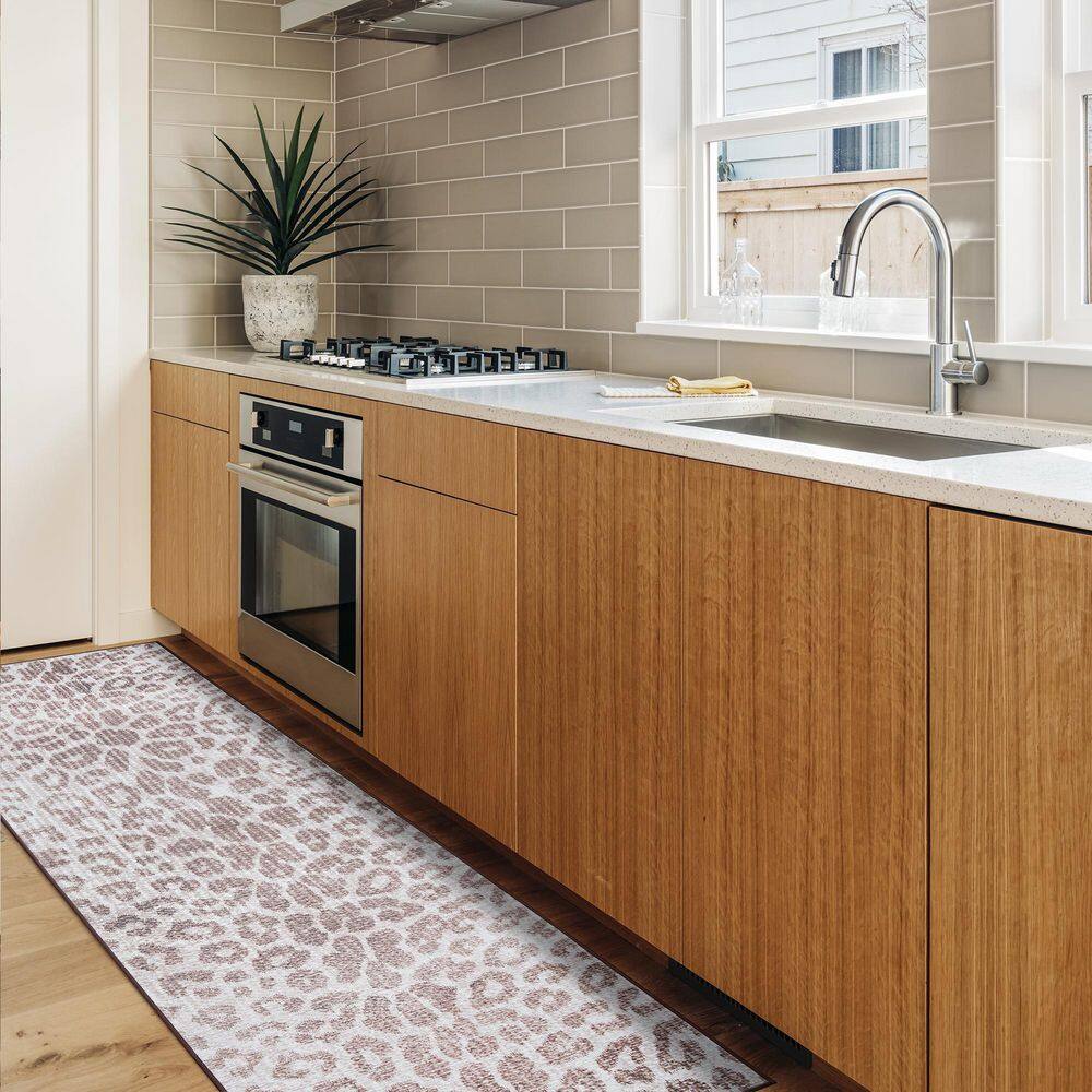 Easy-Care Gray Synthetic 10' Washable Flatweave Runner Rug