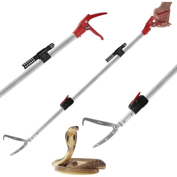 ITOPFOX 86 in. Snake Catcher Tongs Grabber Traps Stick Hook Bite Kits Tool with Telescopic Pole