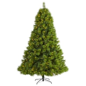 8 ft. Pre-Lit Green Scotch Pine Artificial Christmas Tree with 600 Clear LED Lights