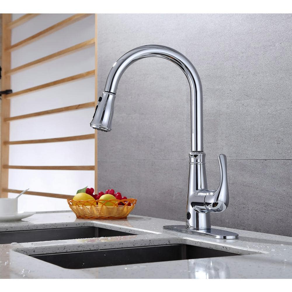 Chrome Single-Handle Pull-Down Touchless Kitchen Faucet