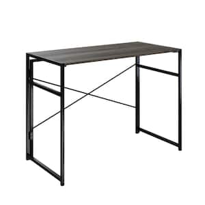 19.5 in. Rectangle Gray-Brown Wood and Steel Computer Desk Folding