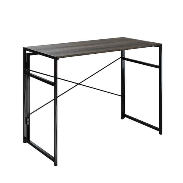 Lavish Home 19.5 in. Rectangle GrayBrown Wood and Steel Computer Desk