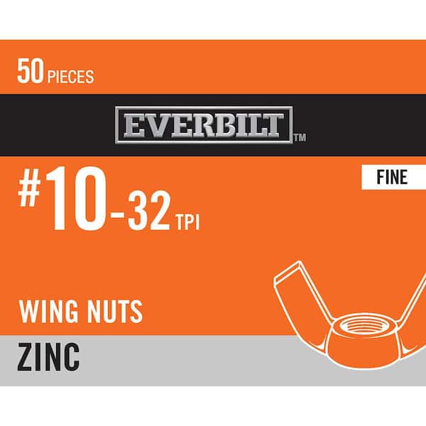 Everbilt #10-32 Zinc Plated Wing Nut (50-Pack)