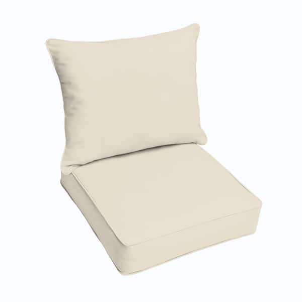 SORRA HOME 23 x 25 Deep Seating Outdoor Pillow and Cushion Set in Solid Natural