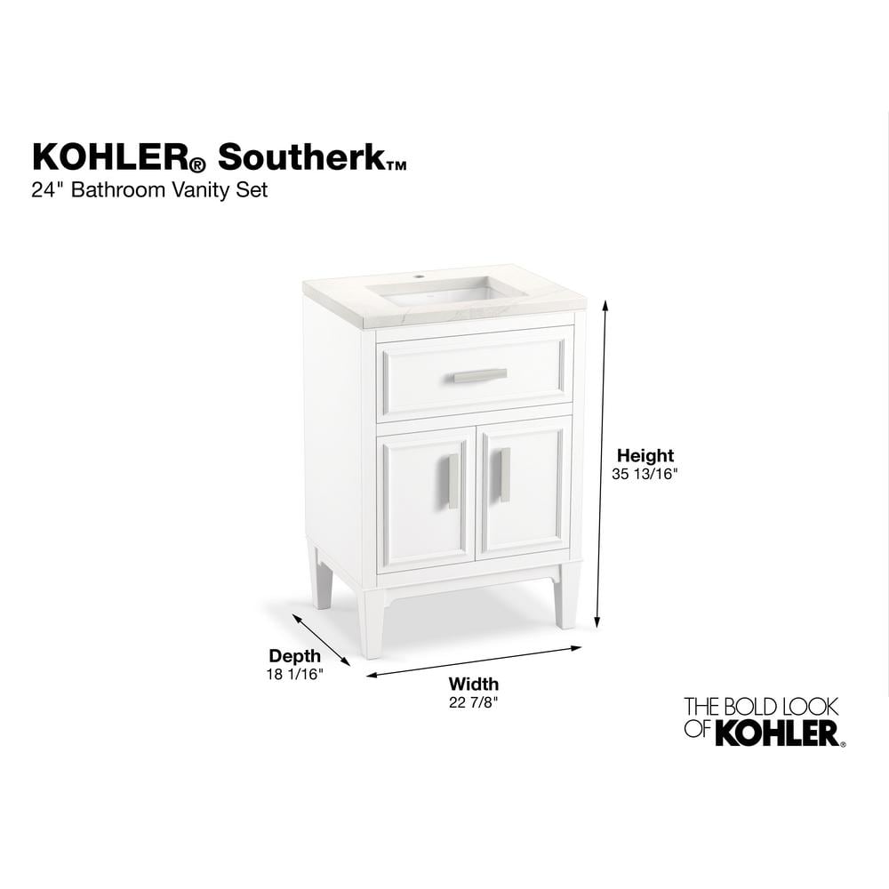 White 24-Inch Freestanding Bathroom Vanity with Quartz Top
