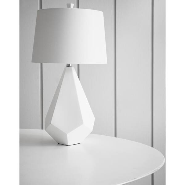 white geometric lamp base