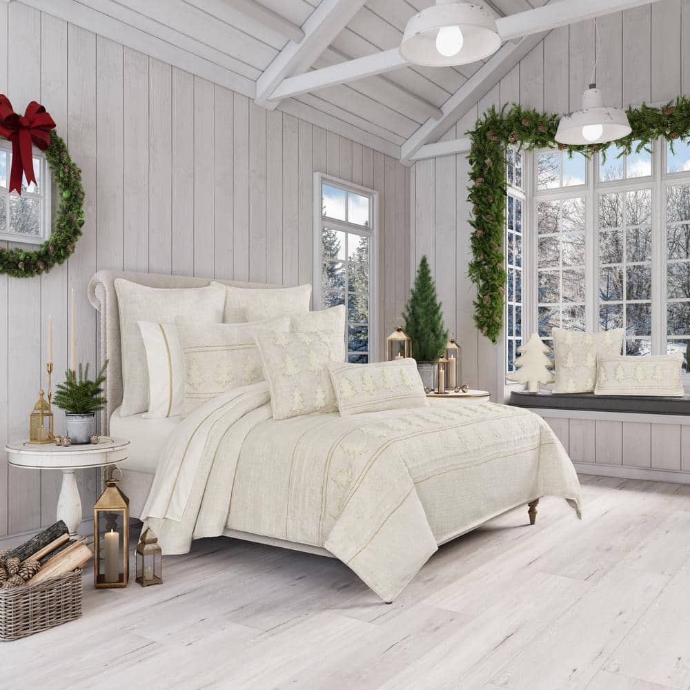 Aglow 3-Piece White Cotton King/Cal. King Duvet Cover Set