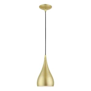 Amador 1-Light Soft Gold Mini Pendant with Polished Brass Accents