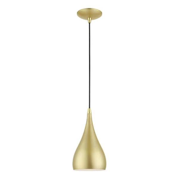 Livex Lighting Amador 1-Light Soft Gold Mini Pendant with Polished Brass Accents