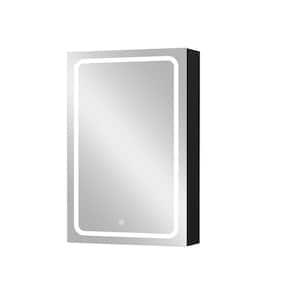 20 in. W x 30 in. H Black Surface Mount Anti-fog LED Medicine Cabinet with Mirror, Right Open Door