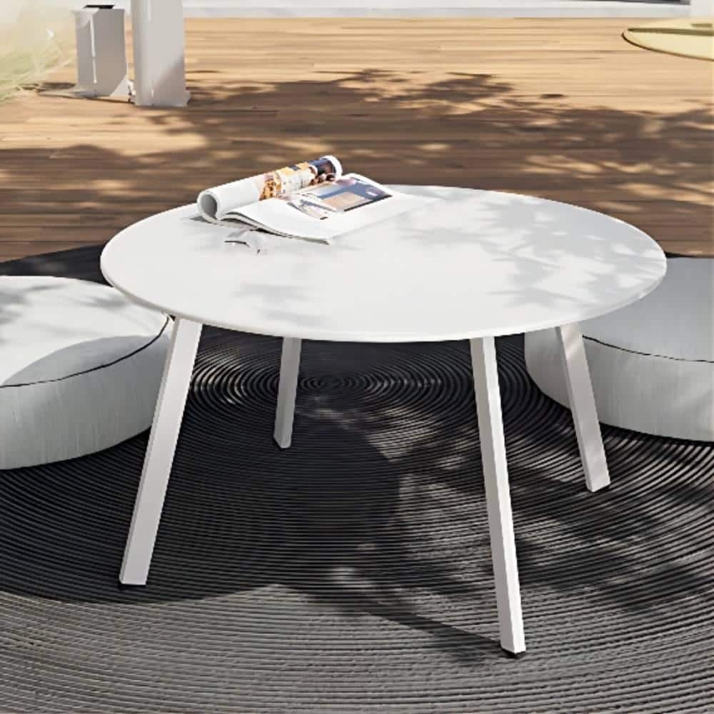 Outdoor Coffee Table, Weather Resistant Metal Large Side Table for Balcony,