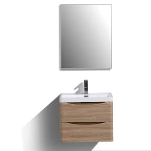 Smile 24 in. W x 16.7 in. D x 21 in. H Bathroom Vanity in White Oak with White Acrylic Top with White Sink