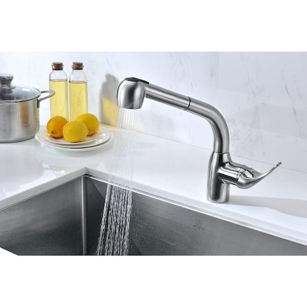 Harbour Single-Handle 180° Spout Swivel Pull-Out Sprayer 12 in. Kitchen Faucet in Brushed Nickel