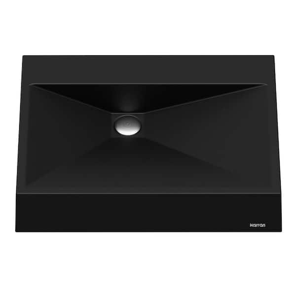 Karran Envy 25 in. Quartz Rectangular Vessel Sink in Black