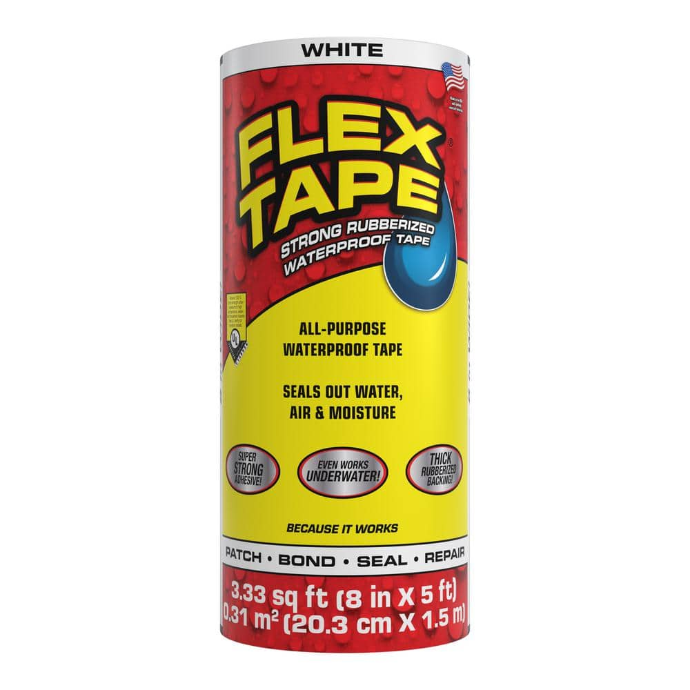 FLEX SEAL FAMILY OF PRODUCTS Flex Tape White 8 in. x 5 ft. Strong Rubberized Waterproof Tape