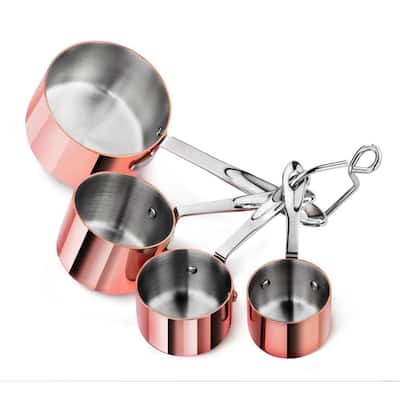 4-Piece Brass Plated Stainless Steel Measuring Cup Set
