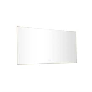 60 in. W x 36 in. H Large Rectangular Metal Framed Anti-Fog WallWall Bathroom Vanity Mirror in Gunmetal Black
