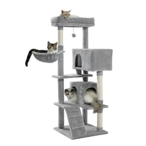 Cat Tree 56 in. Cat Tower for Multiple Cats with Super Large Perch Double Condo Hammock and Scratching Post