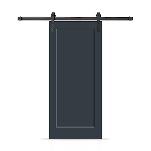 CALHOME 32 in. x 80 in. 1-Panel Shaker Hollow Core Charcoal Gray Painted Composite Interior Sliding Barn Door with Hardware Kit