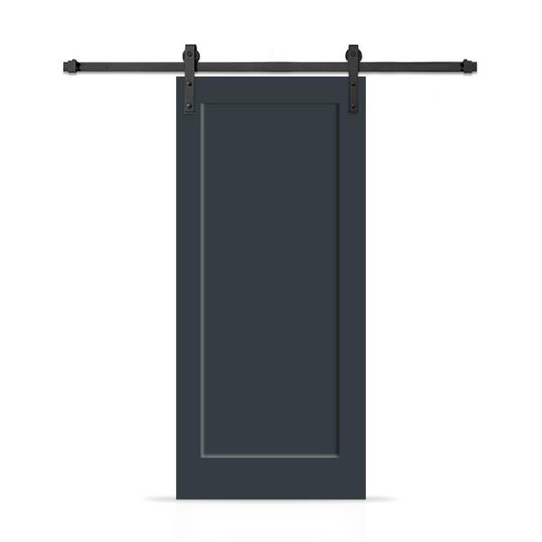 CALHOME 36 in. x 80 in. 1-Panel Shaker Hollow Core Charcoal Gray Painted Composite Interior Sliding Barn Door with Hardware Kit