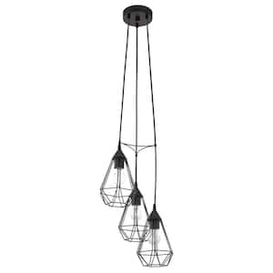 Tarbes 12.13 in. W x 72 in. H 3-Light Matte Black Pendant Light with Metal Shade
