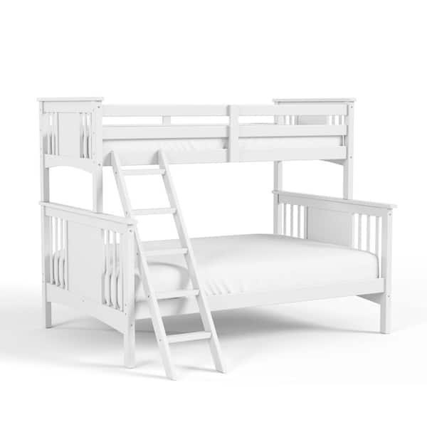 Sunstone White Twin Over Full Modular Bunk Bed with Attached Ladder