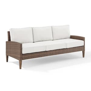 Capella Wicker Outdoor Couch with Creme Cushions