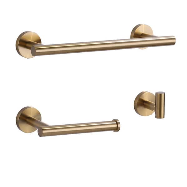 3-Piece Bath Hardware Set with Mounting Hardware in Gold