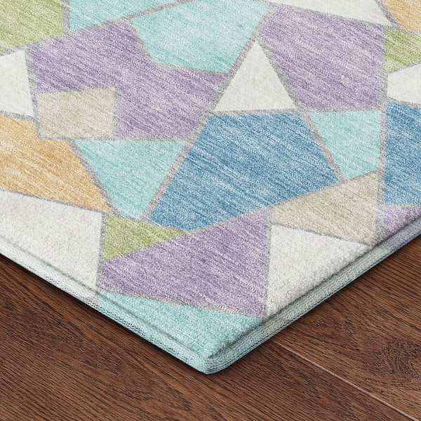 Mayfield Premium Machine Washable Abstract AMF2504 Cream 2 ft. x 7 ft. Runner Rug