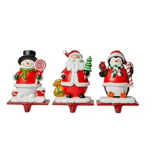 6.25 in. H Set of 3 Resin Santa, Snowman, Penguin Stocking Holder