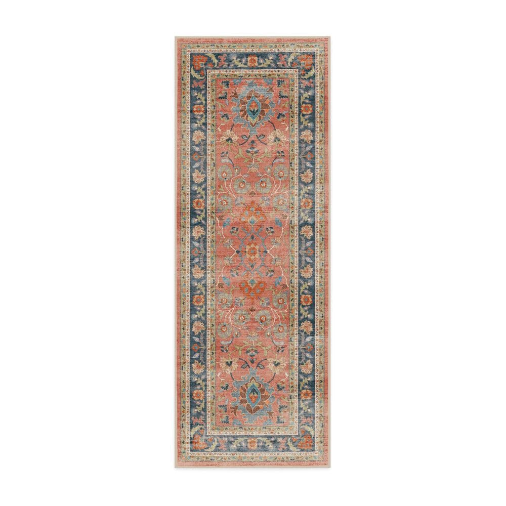 Indira Rug Ruggable Ruggable Machine Washable Rug with Standard Pad-Calabria Coral ...