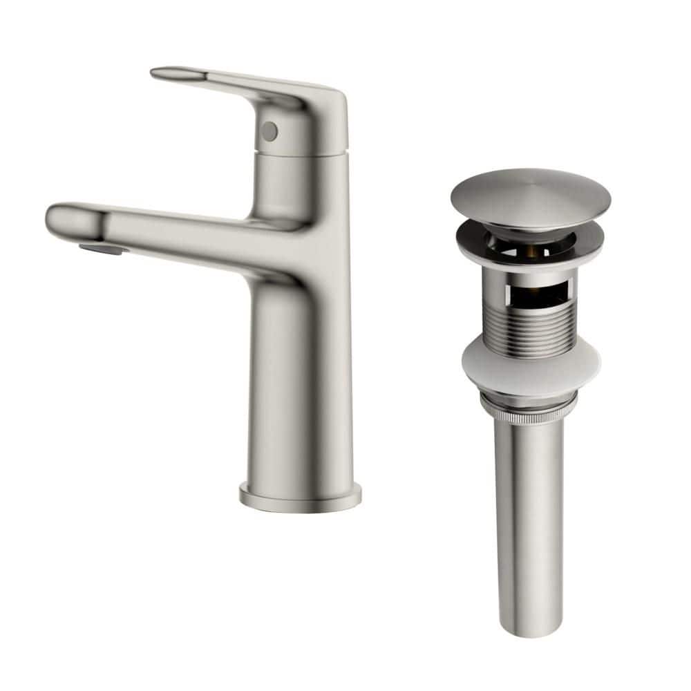 Single Handle Single Hole Bathroom Faucet with Pop-Up Drain Modern Brass Basin Taps in Brushed Nickel price history on PriceWatchPro