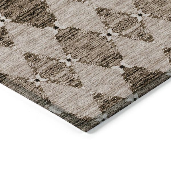 Brown, Chocolate 5 ft. x 8 ft. Woven Moroccan Polyester Rectangle Indoor / Outdoor Area Rug