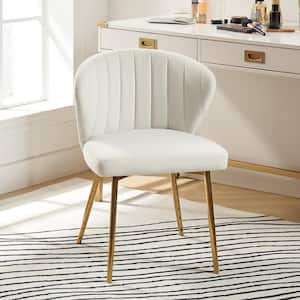 Luna Ivory Velvet 20 in.W x 19.5 in.D x 29 in.H Tufted Wingback Side Chair with Metal Legs