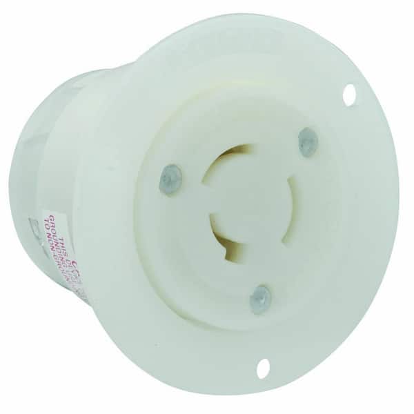Leviton 20 Amp 125/250-Volt Flanged Outlet Non-Grounding Locking Receptacle, White
