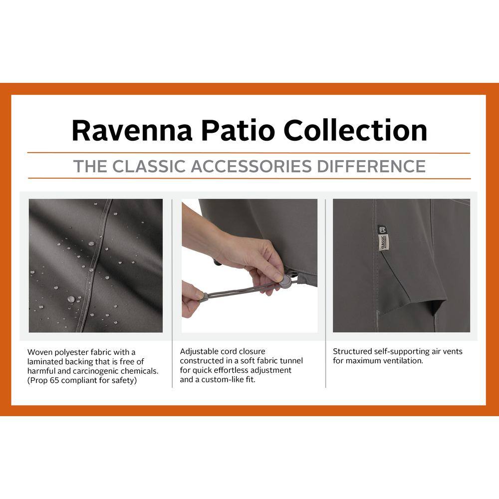 Ravenna Water-Resistant Gray BBQ Grill Cover with Cinch Cord