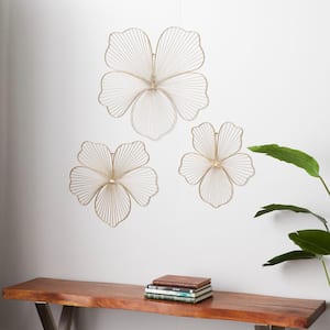 Metal Gold Floral Wall Decor (Set of 3)