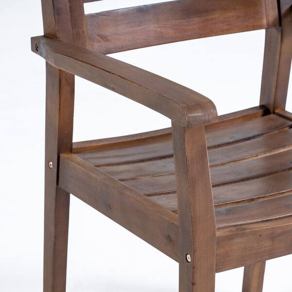 Dark Brown Acacia Wood Outdoor Dining Chair. XT-60267.00DBRN
